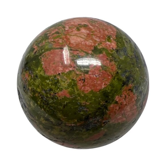 Unikite Sphere Carving Natural Stone Healing Crystal Orange Green 40mm - Picture 1 of 9